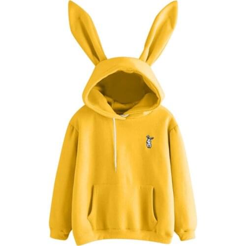 2021 Female Hoodie Rabbit Embroidery Long Sleeve Hooded Blouse Pullover for Women y2k kawaii clothes harajuku