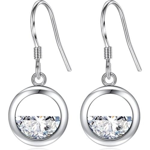 S925 Silver Earring Semi Water Circle Sweet Idyllic Drop Earring For Women Wedding Gift Lady Girl Fashion Jewelry
