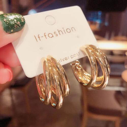 Gold and Silver color round Drop Earring for Women Alloy Trendy Three-layer earrings Ear Accessories Hot 2022