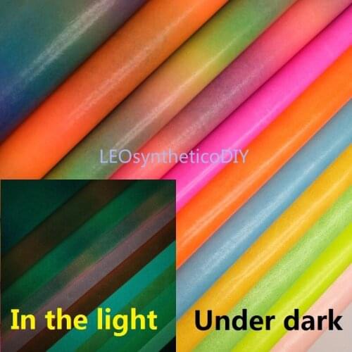 1PC 21X29CM Glows in the Dark Faux Leather Fabric, Synthetic Leather Sheets, PU Leather For Making Bows LEOsyntheticoDIY T414