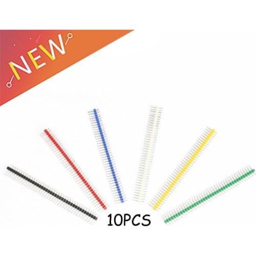 10PCS 1X40 PIN Single Row MALE 2.54MM PITCH 11MM LONG PIN Header connector Strip 1X40PIN 1*40 40p 40PIN (6 Colors) FOR PCB BOARD