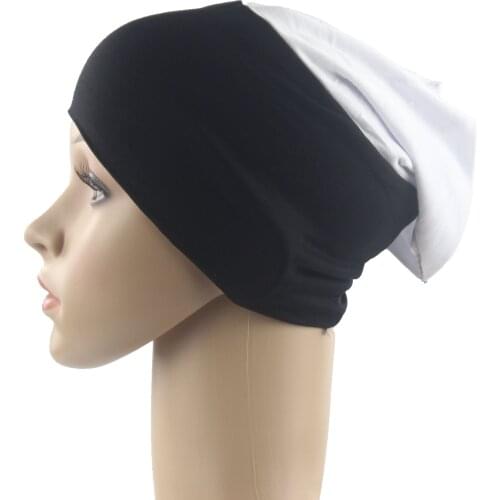 12pcs Muslim Women Girls Underscarf Cap Inner Hijab Hats Islamic Headwrap Stitching Two Side Using Soft Stretch Wholesale