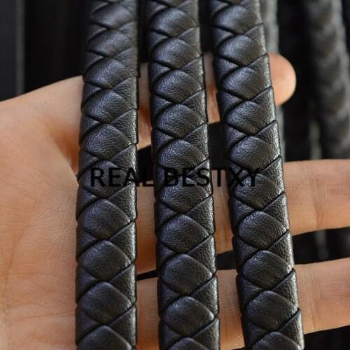 2m/lot approx: 12*6mm Braided Leather Cord Bracelets Accessories Weaved Leather Rope For DIY Bracelet Jewelry Making wide cords