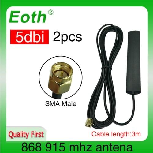 2pcs Eoth gsm antenna 868mhz 915mhz SMA Male connector 5dbi 868 mhz 915 mhz antena strip patch antenne Aerial 3 meters Cable