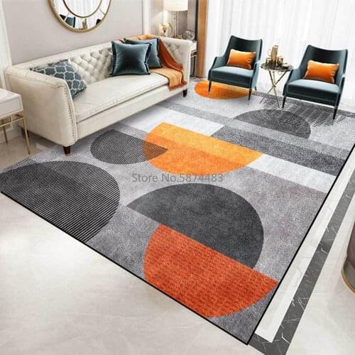 200*300cm Fashionable Modern Simple Nordic Grey Orange Geometric Living Room Bedroom Bedside Carpet Mat Customization