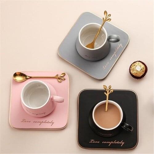 3PCS Ceramic Coffee Cup and Saucer Set European-style Phnom Penh Afternoon Tea Fruit Tea Cup Creative Ceramic Coffee Cup