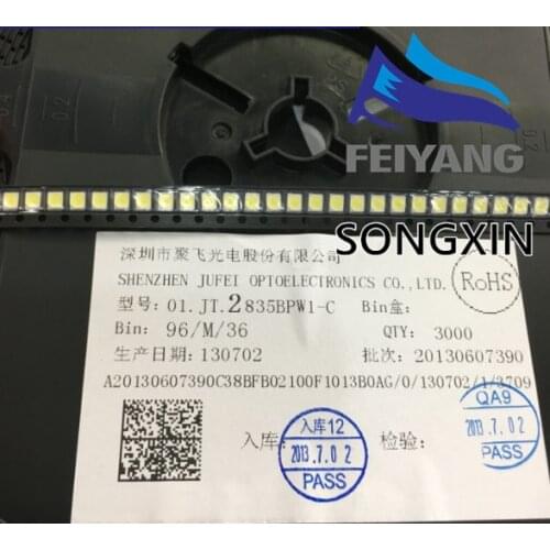 500pcs JUFEI LED Backlight 1210 3528 2835 1W 3V 107LM Cool white LCD Backlight for TV TV Application 01.JT.2835BPWP2-C