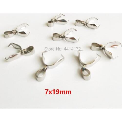 Free Shipping 7x19mm Stainless Steel Necklace Pendant Clasps Pinch Clip Charm Hooks buckles DIY women Jewelry accessories 100pcs