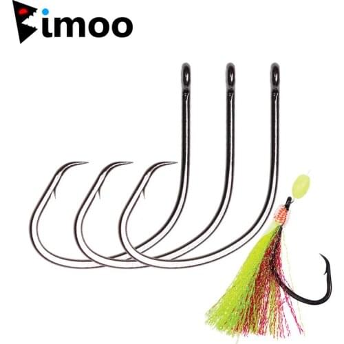 Bimoo 50pcs High Carbon Steel Saltwater Fishing Circle Fishhooks Chemically Sharpened Sabiki Rig Black Nickel Fly Hook #4 #6 #8