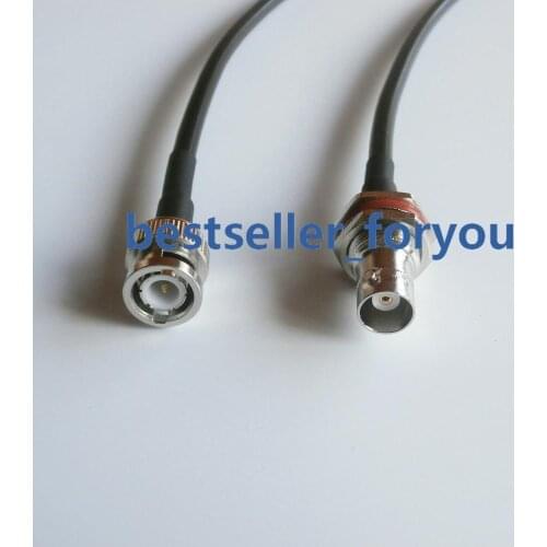 BNC Q9 Male To BNC Q9 Female Bulkhead Straight Crimp RG58 Cable Jumper Pigtail 20inch