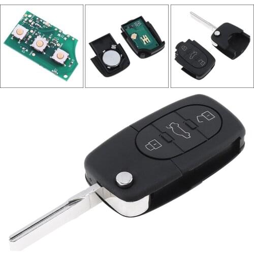 433MHz 3 Buttons Keyless Uncut Flip Remote Key Fob ID48 Chip 4D0837231A Keyless Entry Transmitter Auto Key for Audi A3 A4 A6 A8