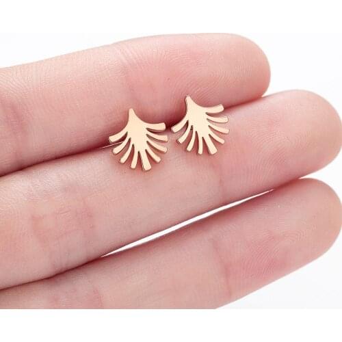 Chandler Delicate Palm Tree Earrings Studs Stainless Steel Plant Rose Gold Brincos Femme Small Summer Holiday Hawaii Accessories