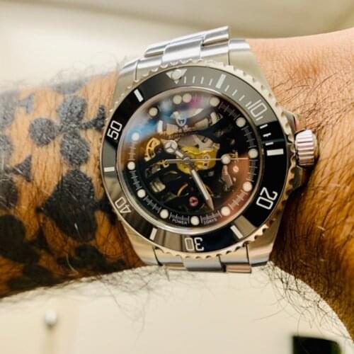 PAGANI DESIGN Brand Mens Military Sport Watch Cutout Automatic Mechanical Watches Waterproof Stainless Steel Luxury Men Watch