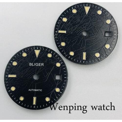 Bliger 29.2 mm black watch dial luminous fit ETA 2836/2824 Mingzhu DG2813/3804 Miyota 8215 821A 8205 automatic movement