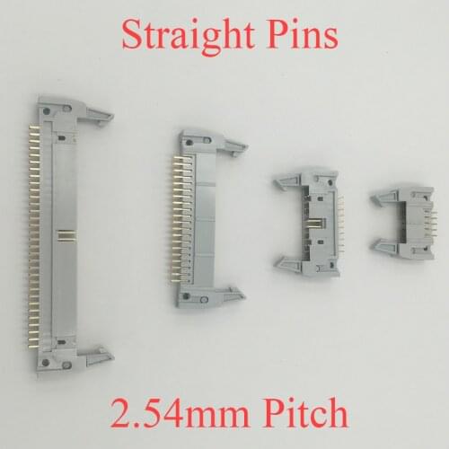 DC2 10P 14P 16P 26P 2.54mm Pitch Right Angle Straight Ejector Header Connector Male PCB IDC Horn Socket Box