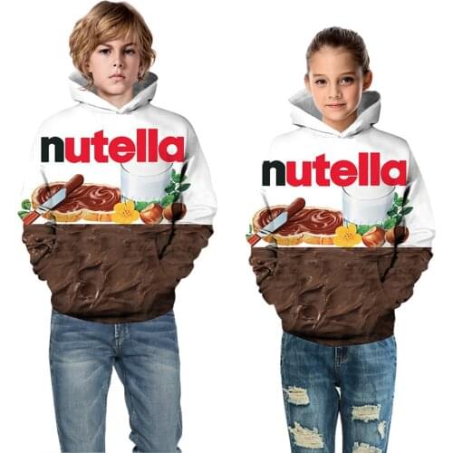 Winter Autumn Children 3D Sweatshirts Boy Girl Print Nutella Food Chicken Beef Noodle Hoodies Kids Pullovers Clothing Tops