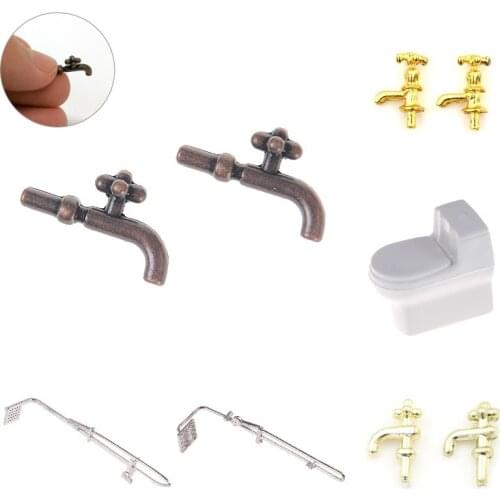 Simulation Water Tap Toys Bath Shower Modeling Toilet Bathtub Faucet for Dollhouse Miniature Doll House Furniture Toys