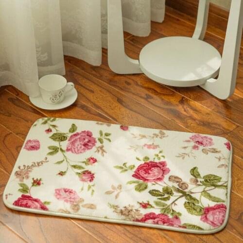 Coral Fleece Carpet Rectangle Printed Water-absorption Non-slip Bathroom Entrance Door Thick Simple Modern Household Rugs
