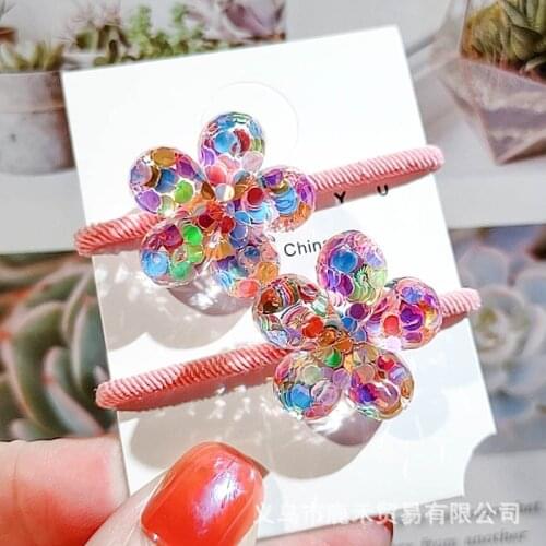 Laser Sequins Floral Hair Ring Little Girl Bowknot Princess Sparkly Lovely Head String Summer Cherry Grapes Elastic Hair Band