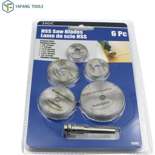 6pcs/set 22mm~44mm HSS Saw Blades Rotary Tool Cutting Disc for Dremel Drill Woodworking Metal Cutter Power Tools