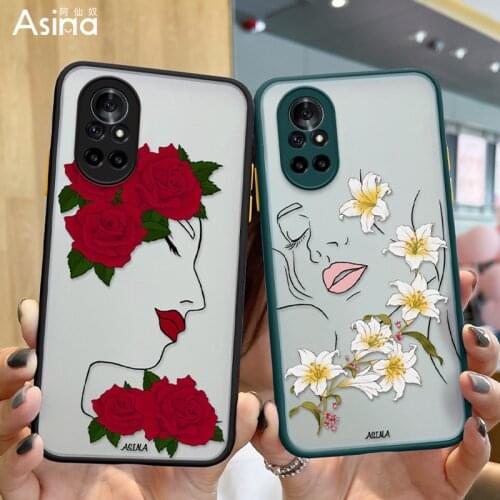 ASINA Matte Transparent Case For Huawei Nova 7 8 Pro Fashion Flower Cover For Nova3 3i 5t 7i Coque Hard Women Fundas Capa