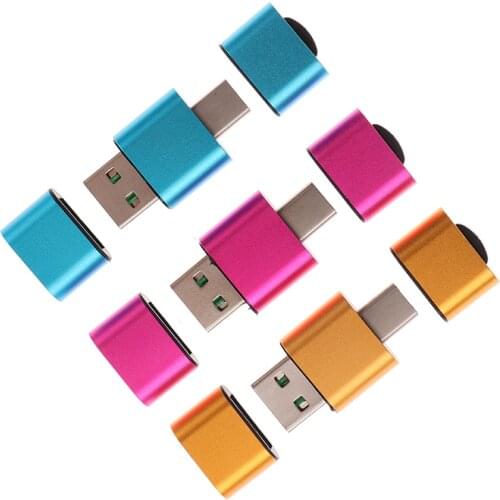 Mini 2 In 1 Type-C To USB 2.0 Adapter Metal TF Card Reader High-speed USB Reader For PC Laptop