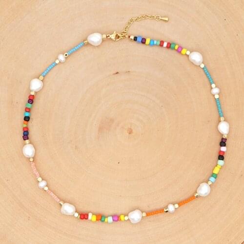 Fashion Necklace Real Pearl Beaded Necklaces Choker For Women Jewelry Patchwork Collares De Moda Handmade