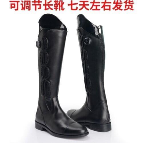 Mens And Womens First Layer Cowhide Equestrian Equipment Adjustable Leg Circumference Riding Competition Training Long Boots