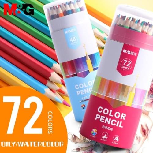 M&G Watercolor-Oil Colored Pencils Set 12/18/24/36/48/72 Colors with Pencil Storage Holder Drawing Sketching Hexagon Pens With