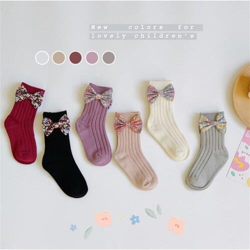1-7 Years Toddlers Baby Girls Cotton Socks Flower Bows Soft Kids Ankle Sock Princess Style Children Socks School