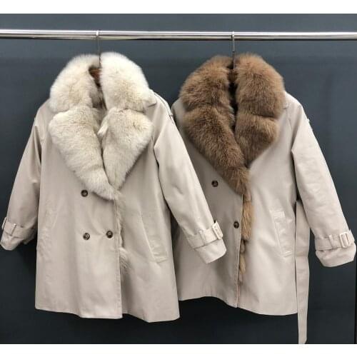 Janefur New Fox Fur Parka Medium Long Windproof Coat Winter Women Clothing Female Real Fur Lining Thick Jacket