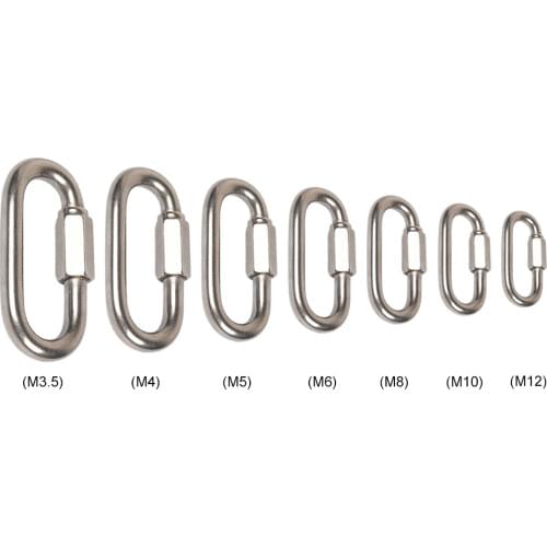 Stainless Steel Climbing Gear Screw Lock Safety Snap Clip Quick Links Mountaineering Carabiner Chain Hook Survival Travel Kit