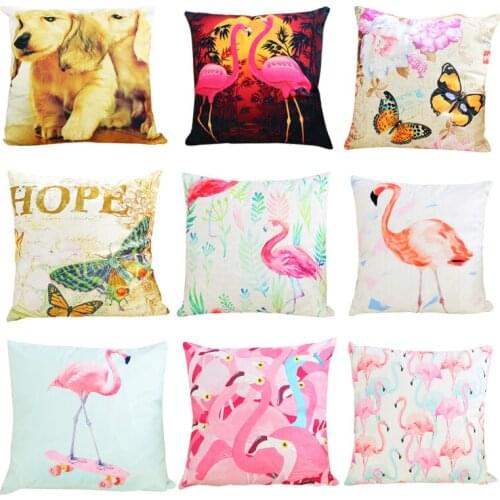 Cecil 45x45cm Simple Life Sofa Cushion Soft Pillow Cojines Flamingo Animal Pattern Cotton Linen Square 9colors Pillowcases