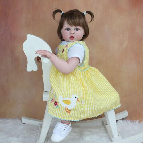 60 CM New Hand-Detailed 3D Paint Skin Silicone Reborn Baby Toddler Finished Doll Toy For Girl Realistic Dress Up Princess Bebe