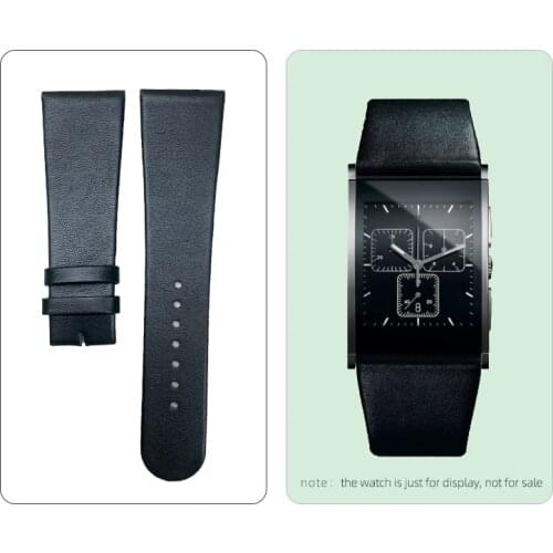 PESNO Suitable for Rado INTEGRAL 538.0849.3.215 Black Smooth Grain Genuine Cow Hide Leather Watch Straps Calf Skin Leather Bands