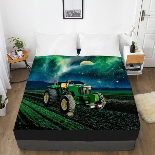 Luxury Elastic fitted sheet bed sheet With An Elastic Band Mattress Cover 150x200/160x200 Bed cover for home tractor green