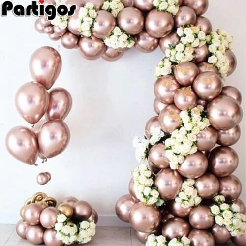 50/30/20pcs Rose Gold Metal Balloons Chrome Metallic ballon Birthday deco Wedding Decoration Anniversary balao metalizado 10inch