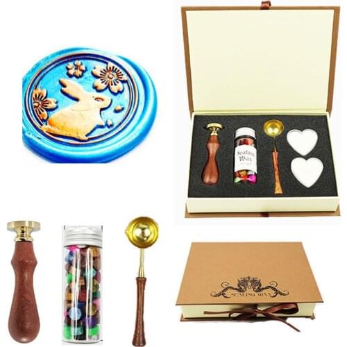 Save the Date Flowers Wreath Wax Seal Stamp Kit Gift Book Box Rosewood handle ,Wedding Invitations Seal Stamp
