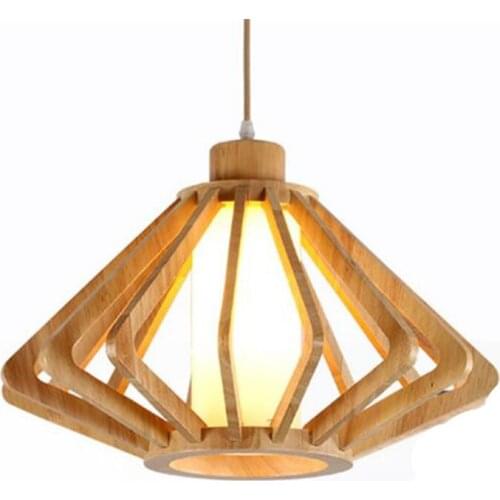 Modern Nordic Original Wood Led E27 Pendant Light for Foyer Dining Room Bar Dia 34/44cm Suspension Lamp 1743