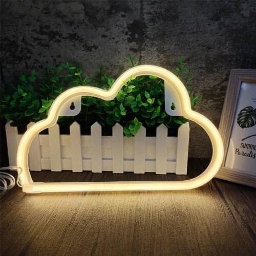Cute Cartoon Cloud LED Neon Night Light Wall Background Kids Bedroom Xmas Wedding Holiday Decoration Lamp Battery USB Operated