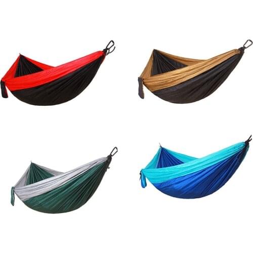 Outdoor hammock double parachute cloth hammock color matching nylon widened swing indoor leisure hammock