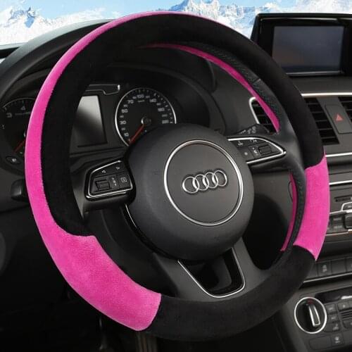 Universal Carr plush Steering-Wheel Covers Anti-slip Skidproof Durable 37-38CM/15" Dynamic Fibre Handmade Steering Wheel Cover