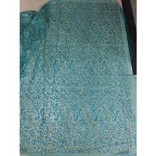 Stock 5yards HQ022# Green and gold flash powder lace fabric for bridal wedding dress/sawing Free shipping