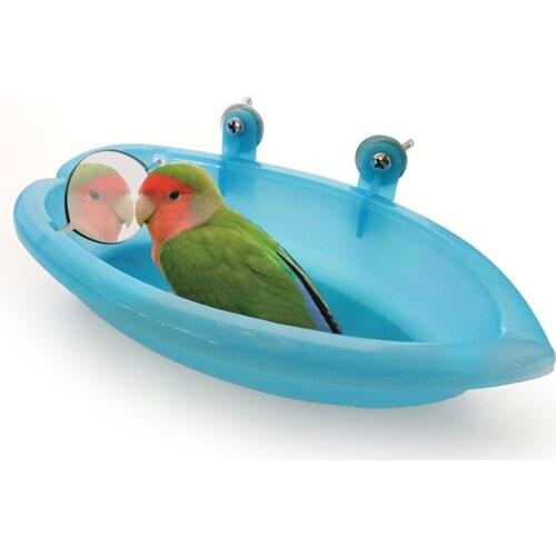 Bird bath with mirror parrot peony tiger skin bath food basin food box small pet bath box