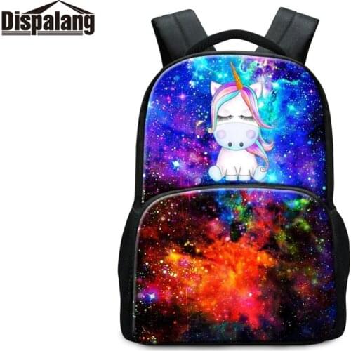 Dispalang Vintage 17 inch Felt Fabric Laptop Backpacks for Unisex Schoolbags for Student Good Quality Animal Unicorn Printing