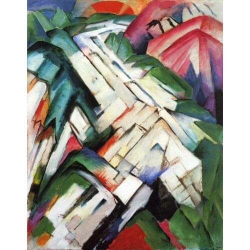 High quality Oil painting Canvas Reproductions Mountains aka Rocky Way Landscape By Franz Marc hand painted