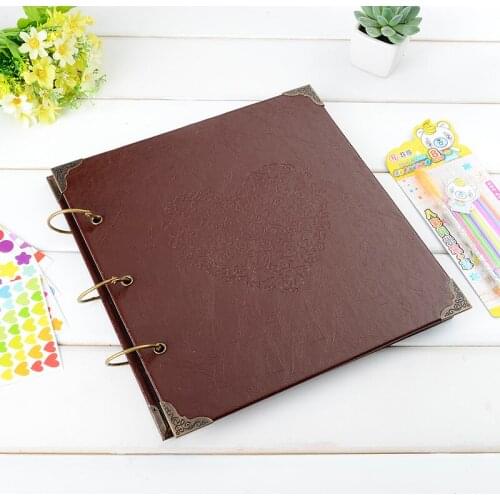 High Quality Vintage PU Leather 25 Black Paper Sheets Card Wedding DIY Gifts Kids Album Vintage Photo foto Scrapbooking Album
