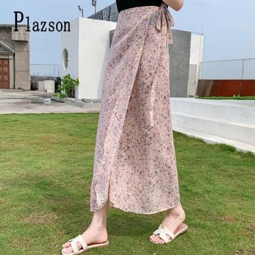 Summer Boho Print Holiday Beach A-Line Skirts Women Casual High Waist Long Slim Wrap Floral Skirt Lady Bohemia One Piece Skirts