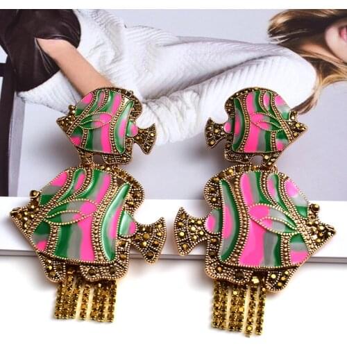 New Arrival Statement Fish Earrings High-quality Gold Crystal Drop Earring Fashion Jewelry Accessories For Women Wholesale