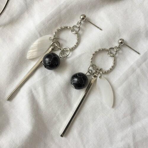 2017 Personality Tassel Texture Marble Ball Earrings Round Beads Shell Earrings Duck Ring Earrings Female